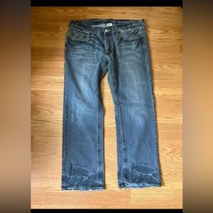 True Religion Jeans Men's Size 40x33 Bobby Big T Flap Thick Stitch Denim Y2K